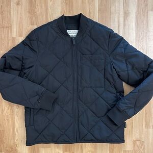 Frank and oak black thinsulate quilted puffer jacket with pockets, zipper front